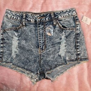 RSQ High Waisted Acid Wash Denim Short